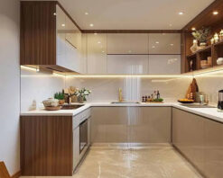 Mẫu tủ bếp Walnut Classic